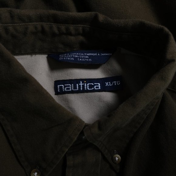 Vintage Nautica Men's XL Long Sleeve Button Down Shirt Brown - Picture 10 of 11